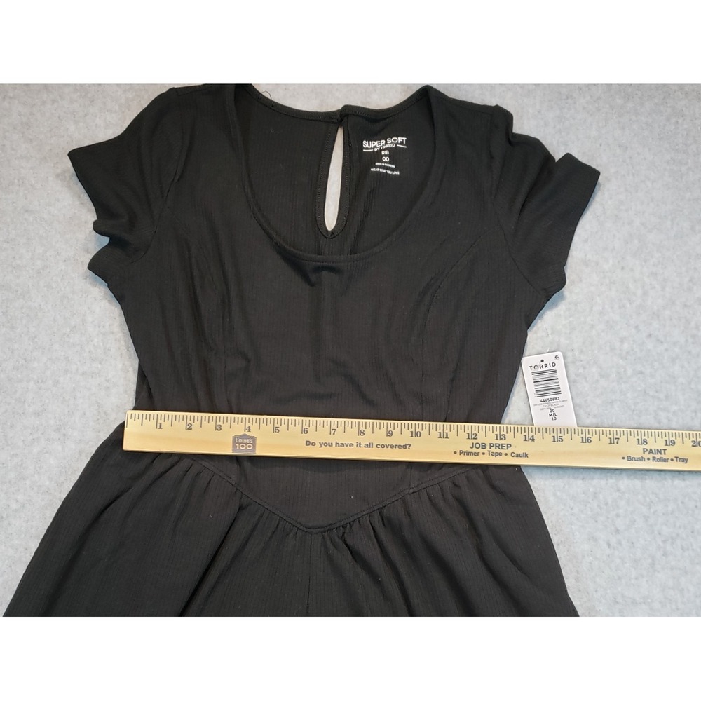 Torrid Short Sleeve Rib Princess Seam Wide Leg Jumpsuit Black Size M/L NWT - Picture 8 of 11